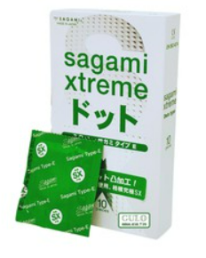 bao cao su sagami type e white box 10c gân gai