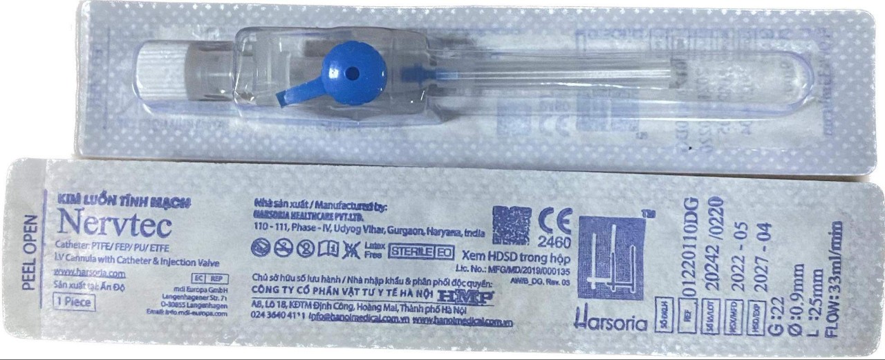 Kim luồn tĩnh mạch NERVTEC 22G - hộp 100c