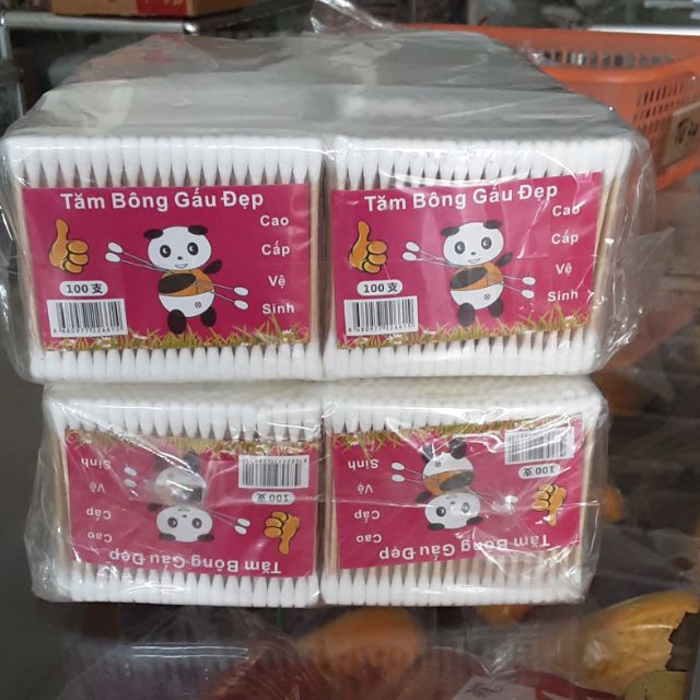 Tăm bông tăm gỗ gấu trúc 100 que (24 gói)