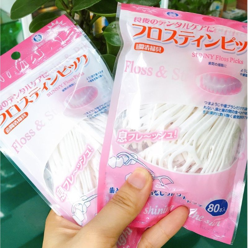 Tăm chỉ nha khoa Nhật Bản Sunny Gói 80 que