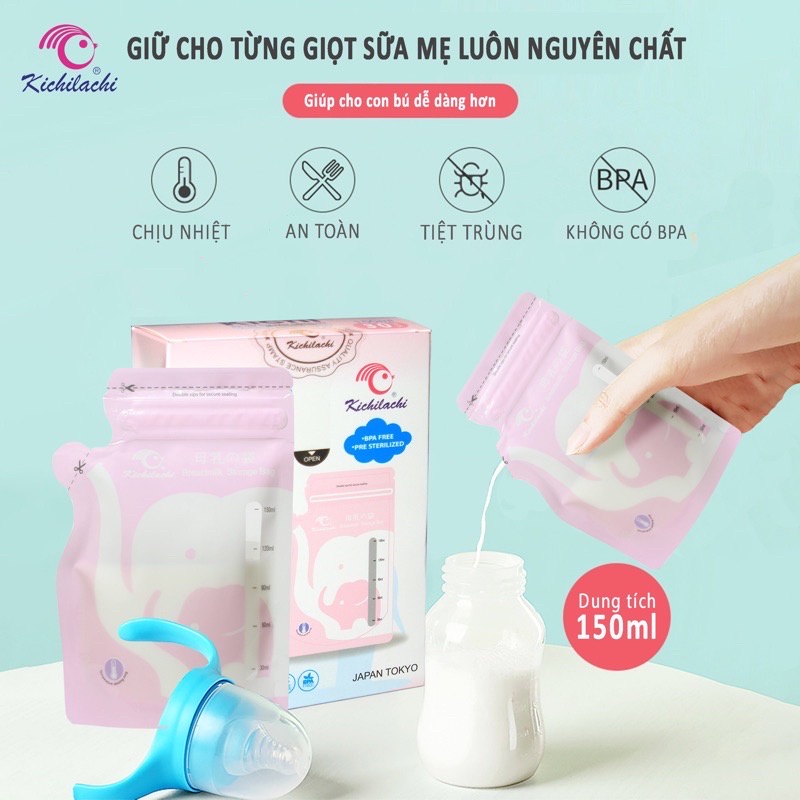 Túi trữ sữa Kichilachi 150ml hộp 30 cái