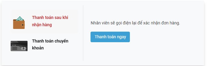 Thanh toán sau khi nhận hàng