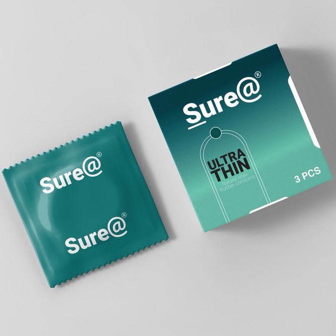 Bao cao su siêu mỏng siêu trơn Sure Ultra Thin - hộp 3 bao 24 hộp/ lốc