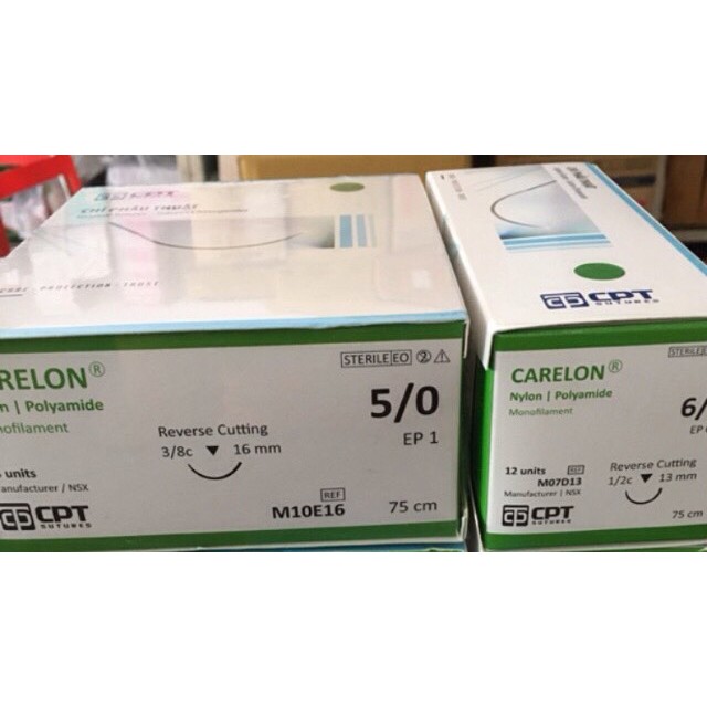 Chỉ Phẫu Thuật Carelon Nylon 2/O, 3/O, 4/O, 5/O 12 cái/hộp