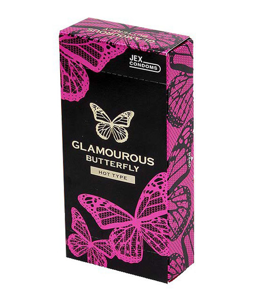 Bao cao su Jex Đen  Glamourous Butterfly Hot Type hộp 12 chiếc