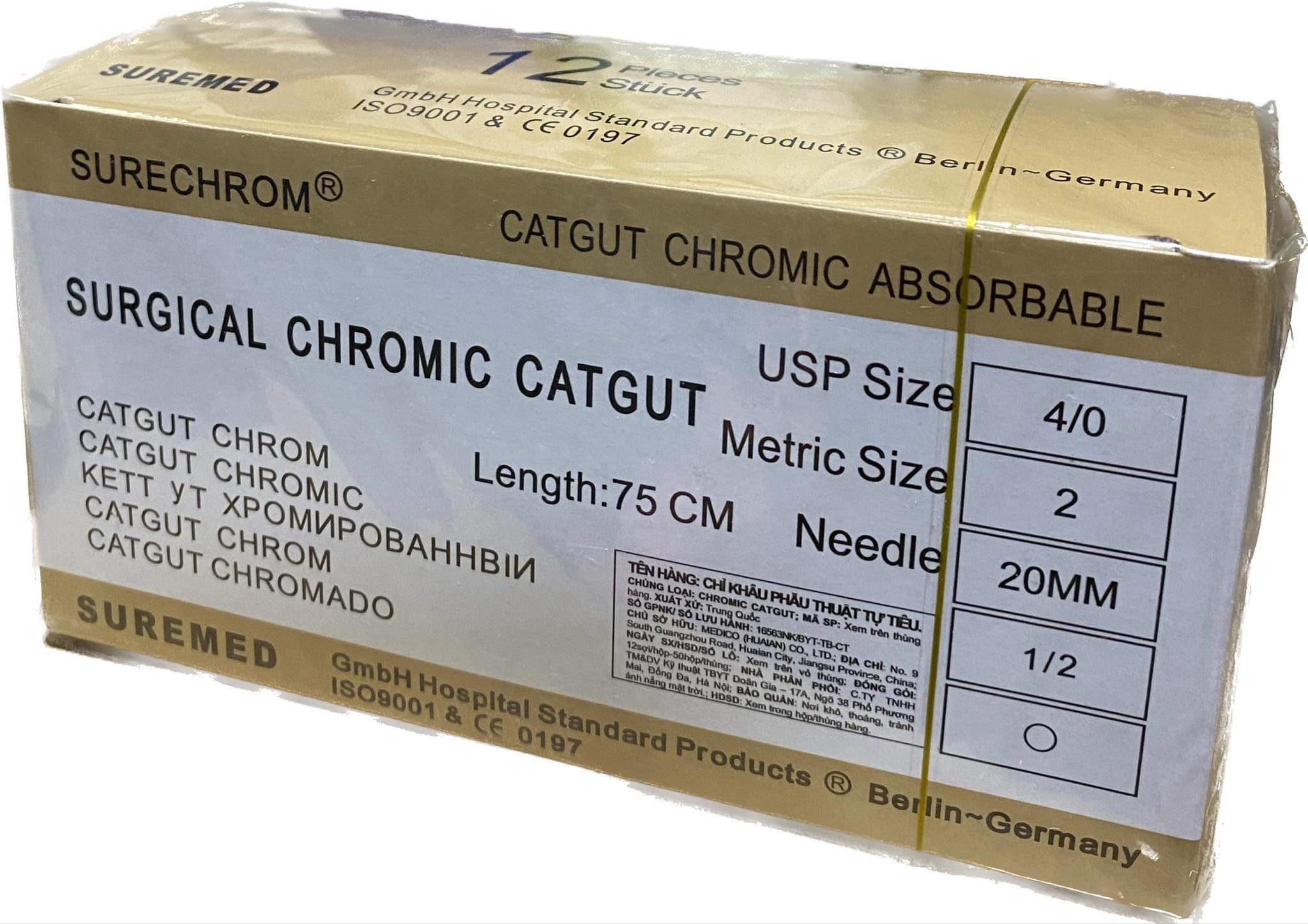 Chỉ phẫu thuật Catgut SureChrom 5/0 hộp 12 sợi