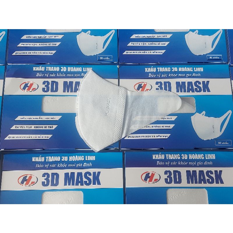 Khẩu trang 3D Hoàng Linh hộp 50 chiếc