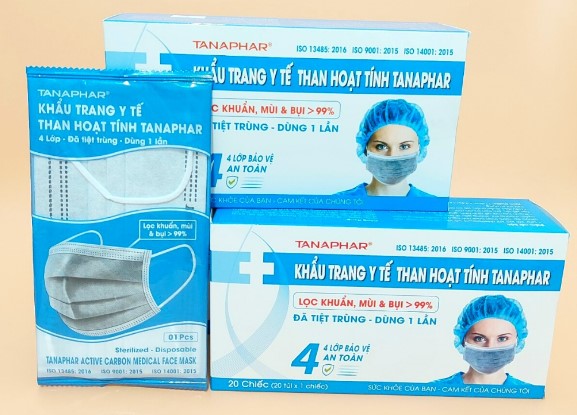 Khẩu trang Tanaphar 4 lớp xám 20c