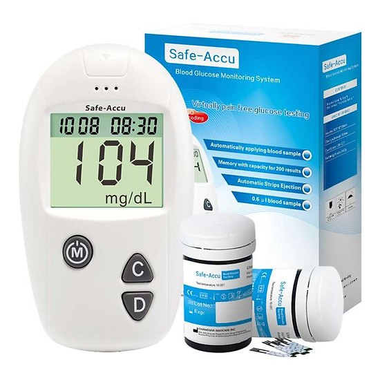 Máy tiểu đường Safe Accu - Sinocare (tặng 50 que thử, 50 kim lấy máu)